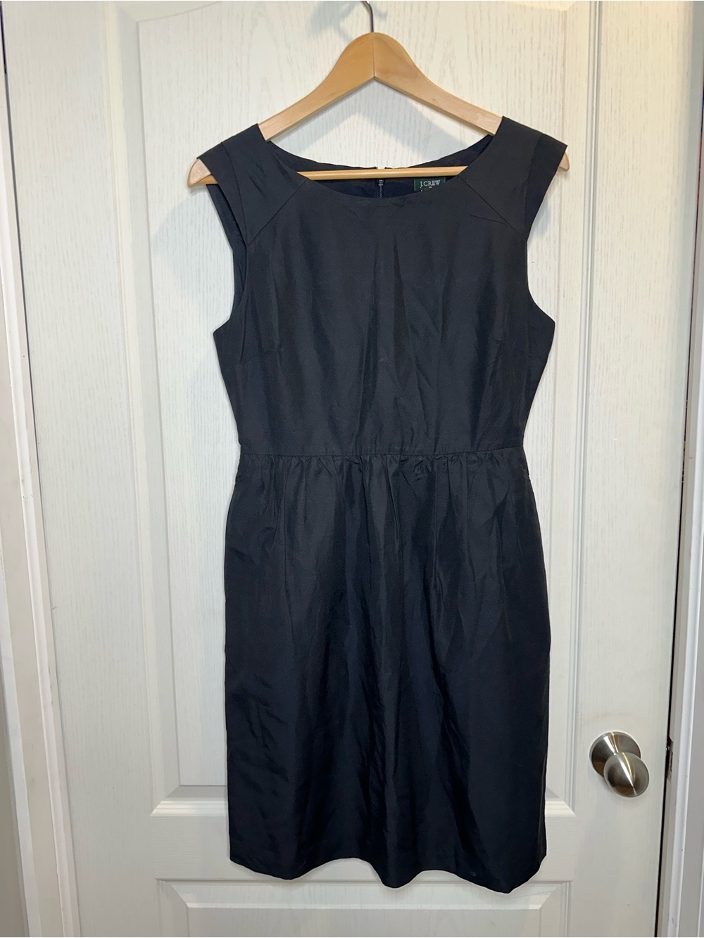 J. Crew Black Sleeveless Mini Sheath Dress silk blend sz 4 minimalist classic